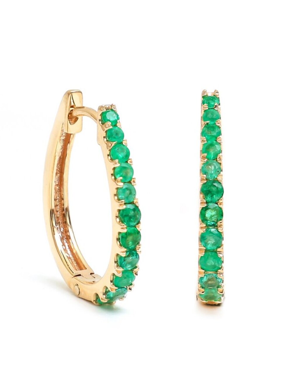 Emerald 14K (18k Custom) Yellow Gold Hoop Earrings
